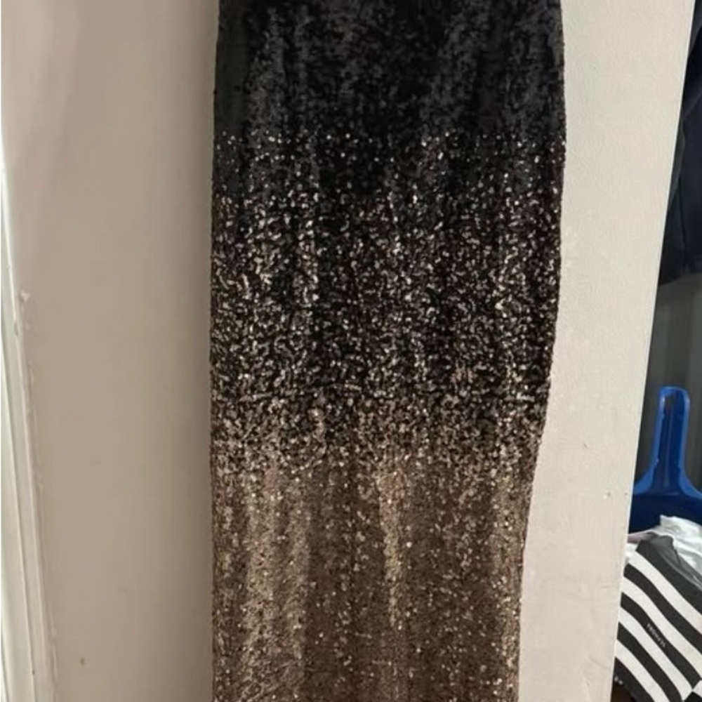 Stunning Black and Gold Sequin Maxi Dress - Picture 2 of 6